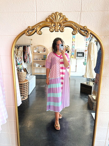 Purple Mix Stripe Dress