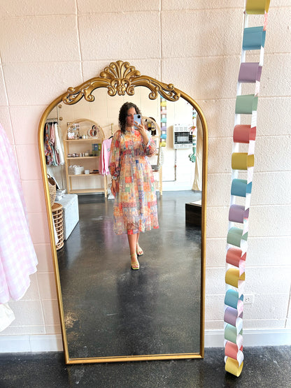 Patchwork Print Midi Dress