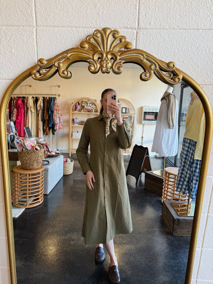 Olive Button Down Dress