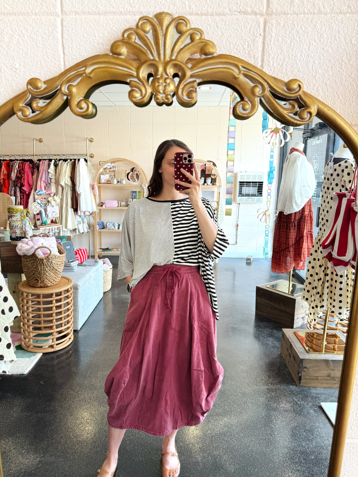 Washed Denim Balloon Skirt