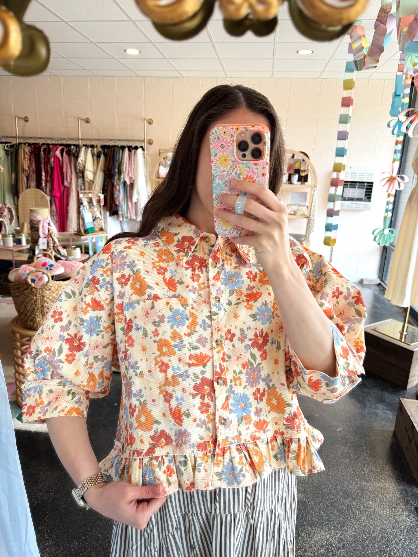 Washed Floral Top