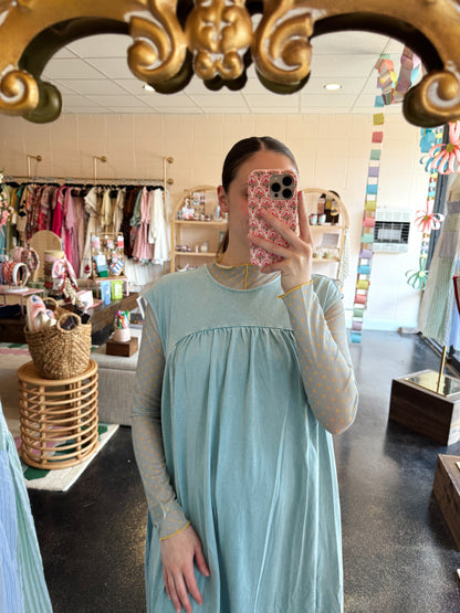 Teal Polka Dot Mesh Top