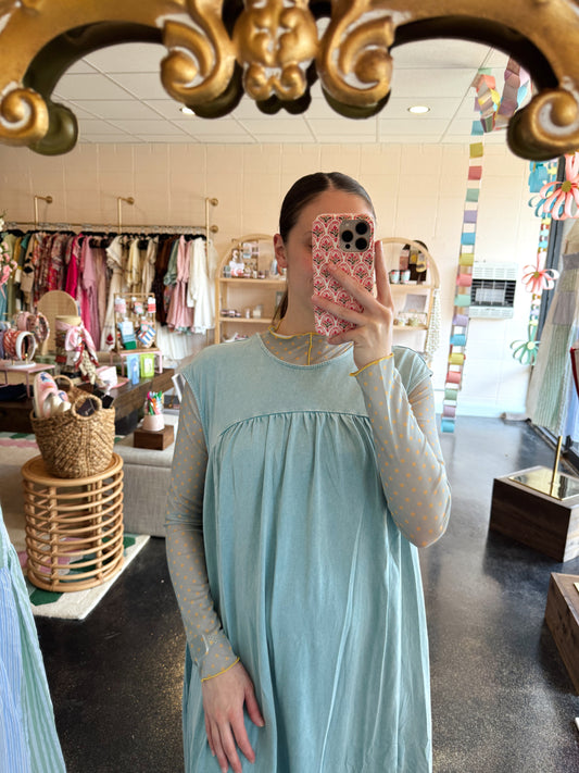 Teal Polka Dot Mesh Top