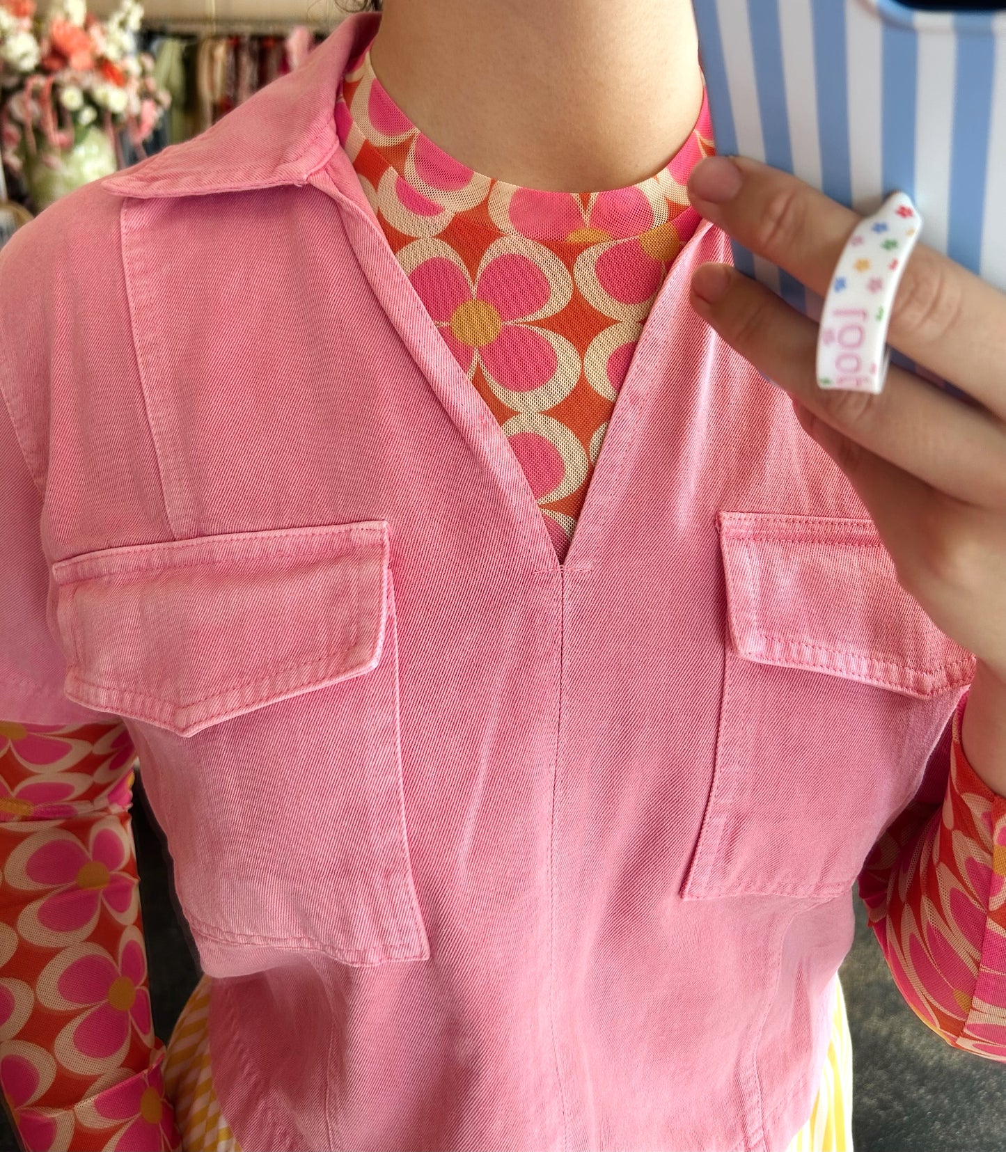 Sea Pink Denim Top