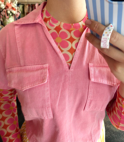 Sea Pink Denim Top