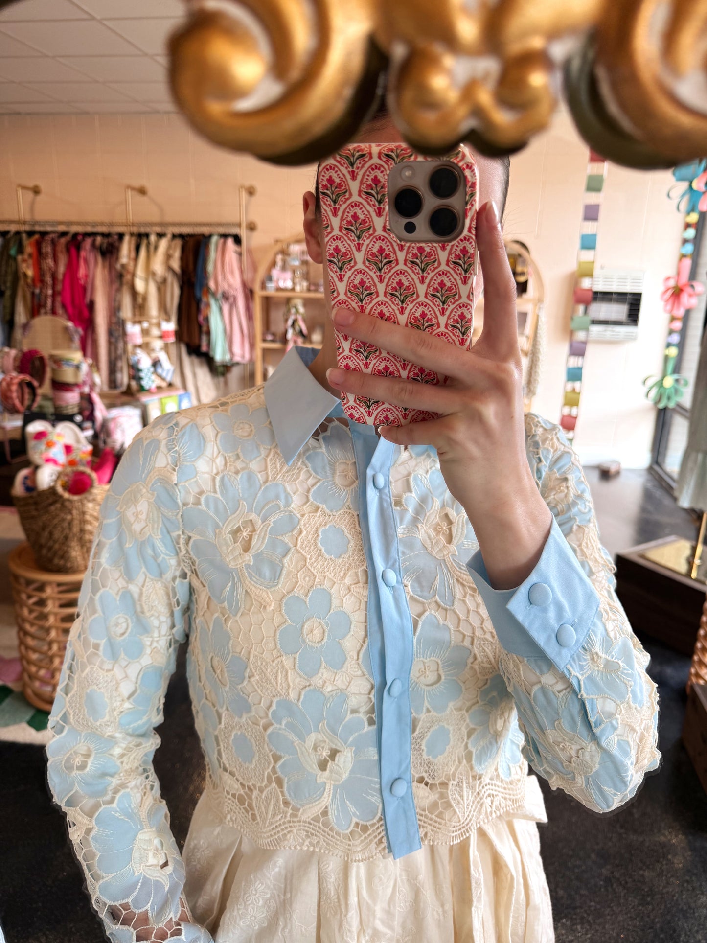 Baby Blue Floral Top