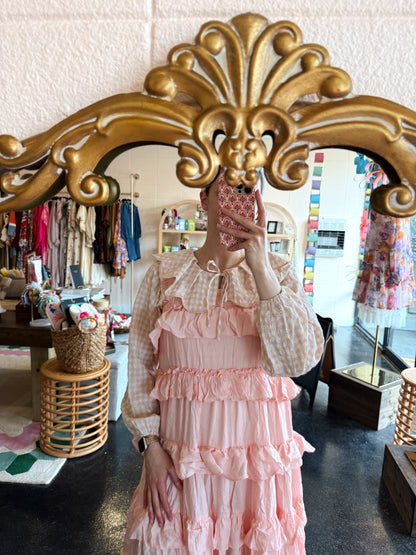 Peach Eyelet Collar Top