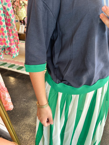 Green Thick Stripe Skirt