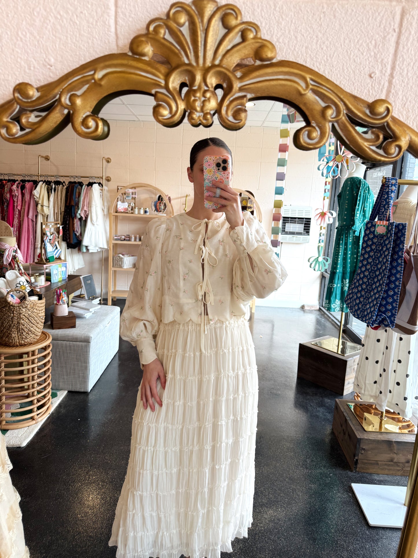 Ruffle Tiered Mesh Maxi Skirt