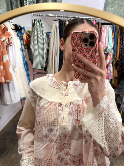 Red Floral Patch Top