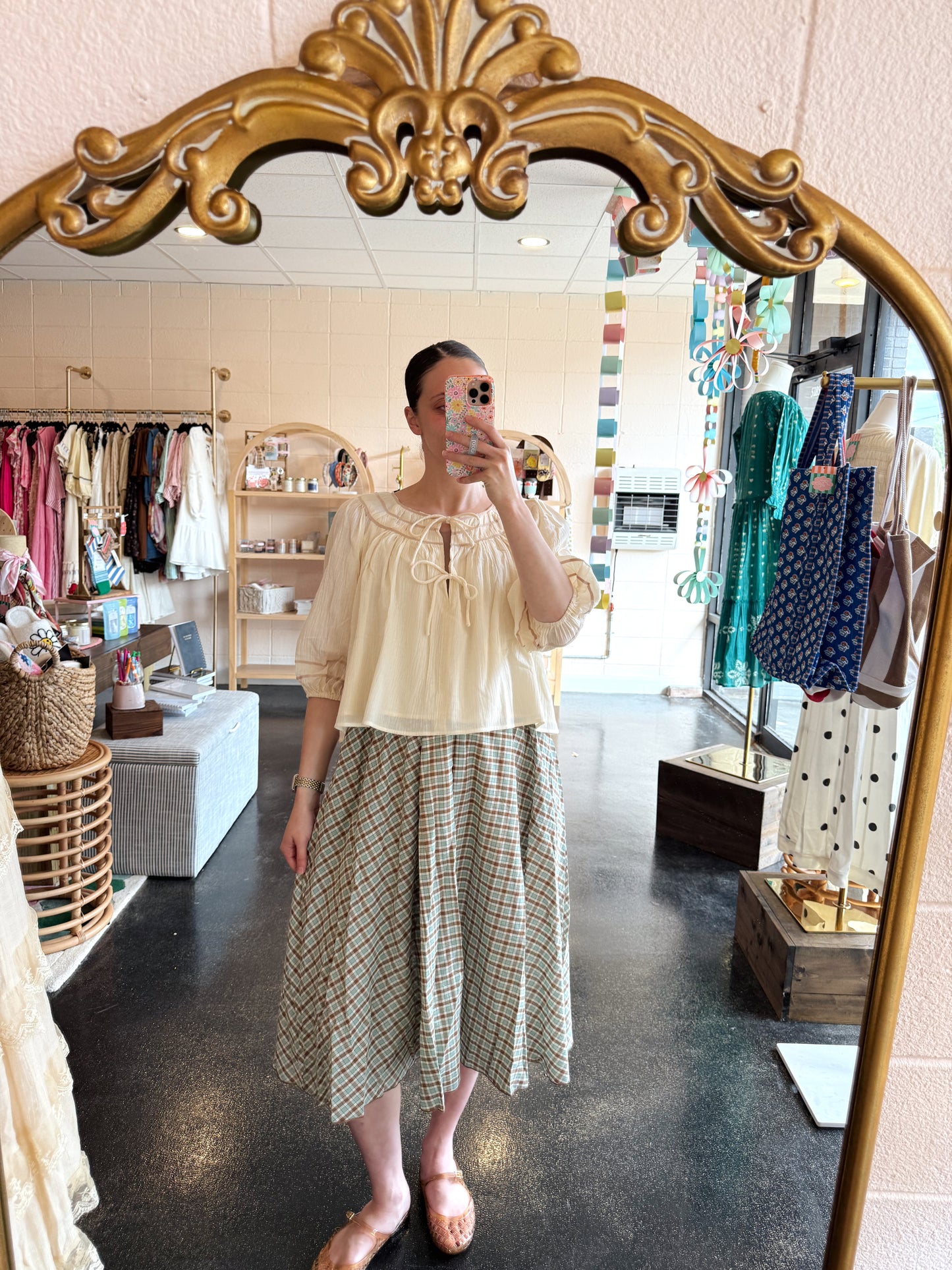 Brown Multi Plaid Skirt