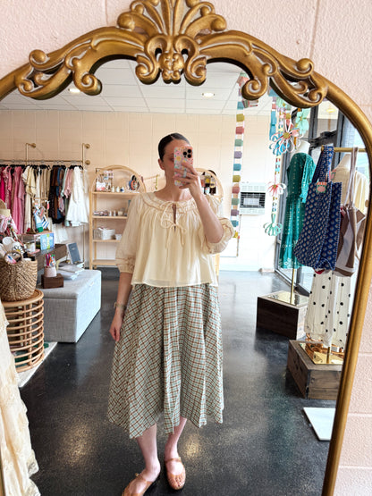 Brown Multi Plaid Skirt