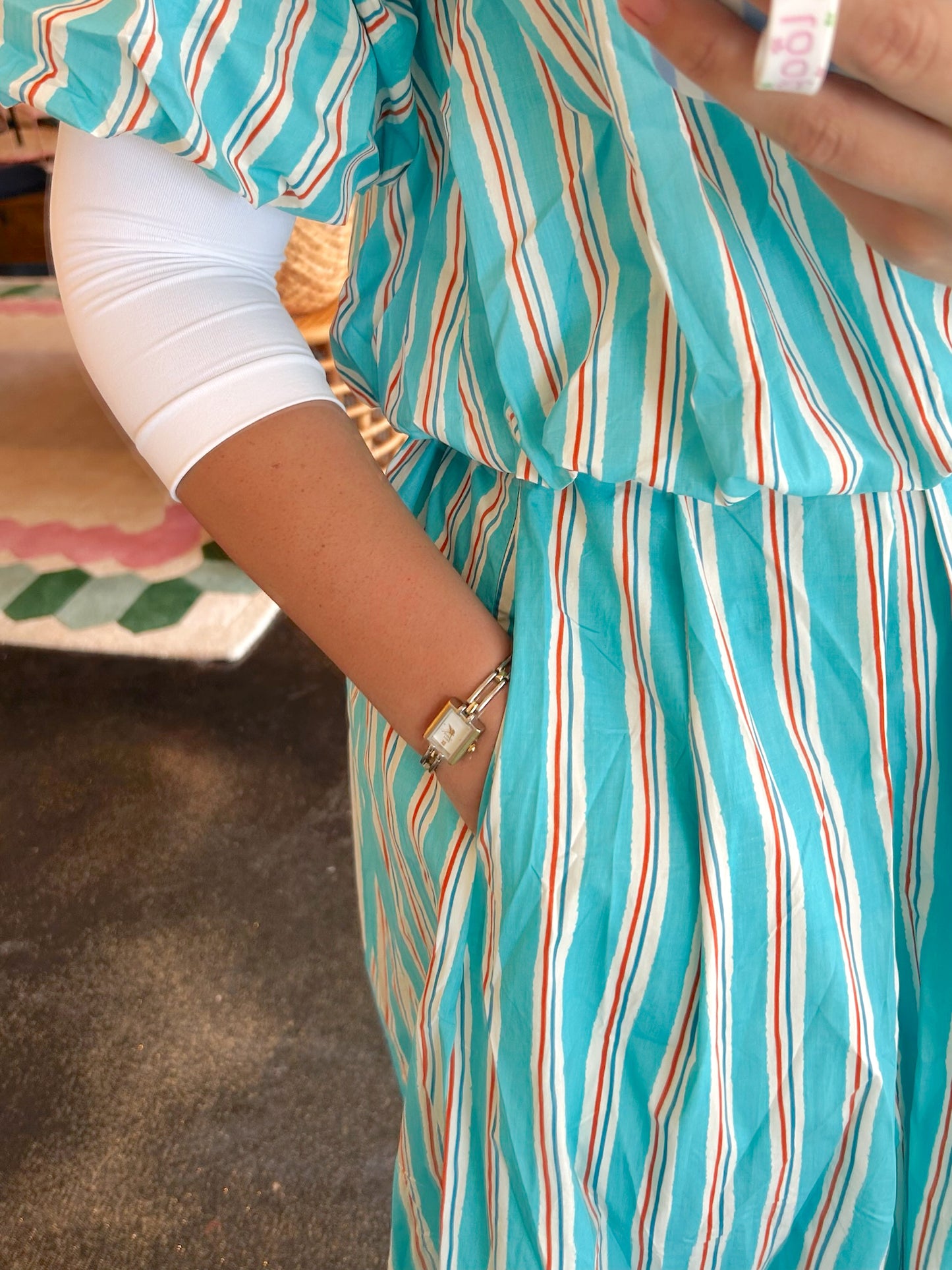 Teal Stripe Set Skirt