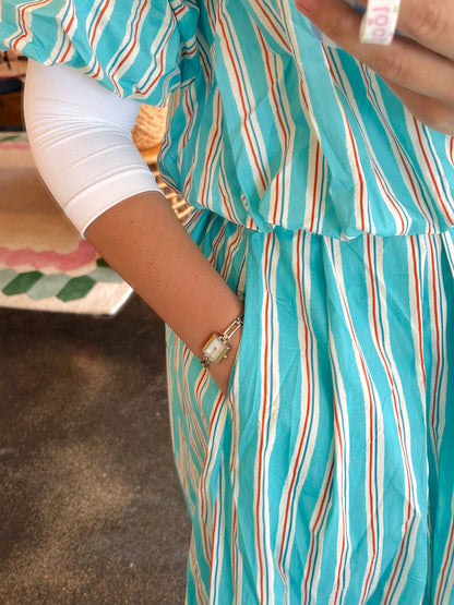 Teal Stripe Set Skirt