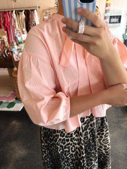 Bow Ruffle Hem Blouse