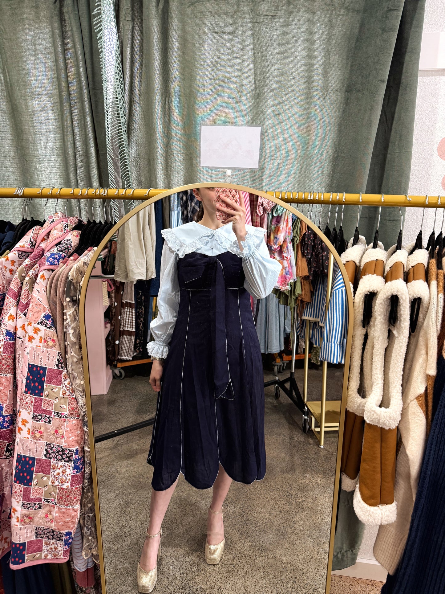 Scalloped Eyelet Collar Blouse