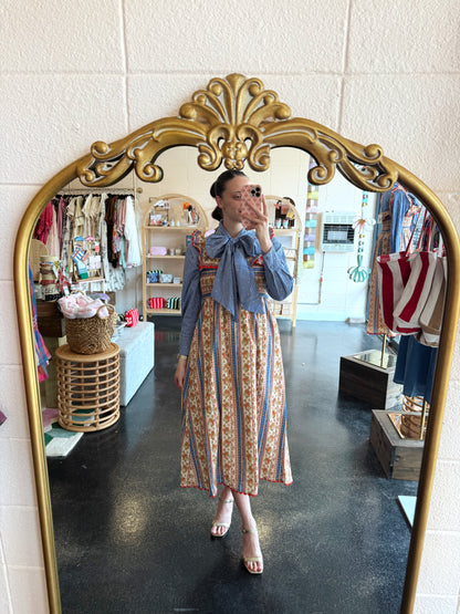 Check Dot Bow Blouse