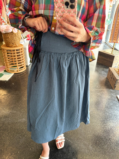 Gingham Wrap Midi Skirt