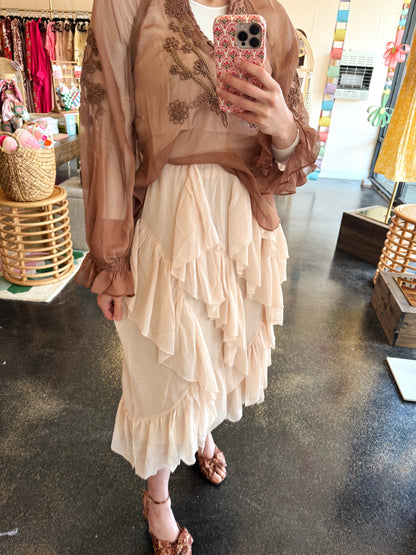 Blush Chiffon Ruffle Skirt