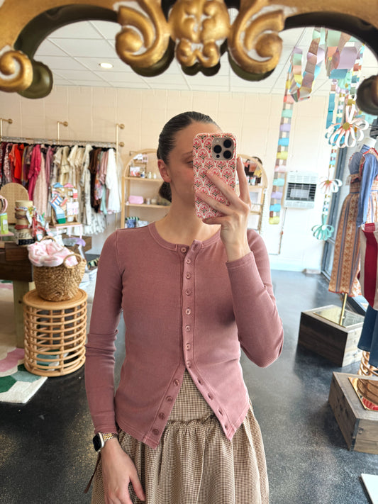 Mauve Button Front Top