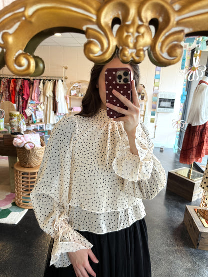 Polka Dot Back Tie Top