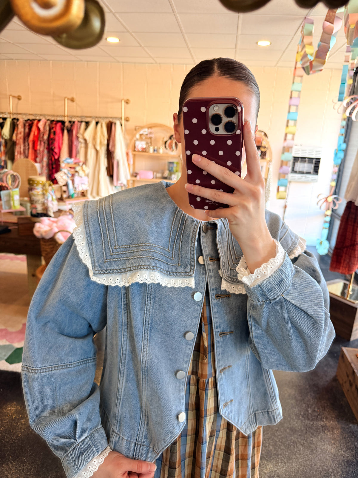 Lace Trim Denim Jacket