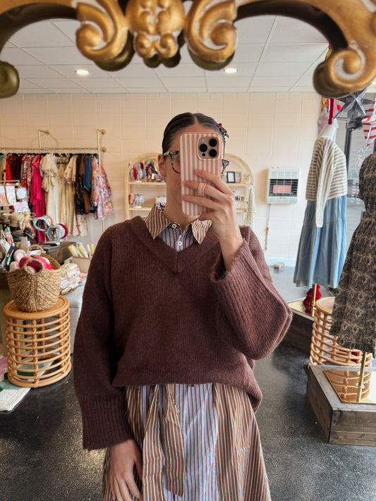 Brown Vneck Sweater