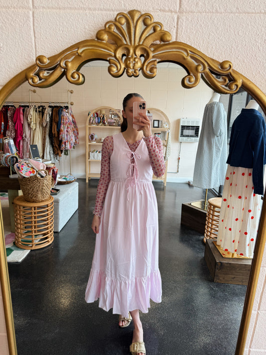 Pink Stripe Tie Dress