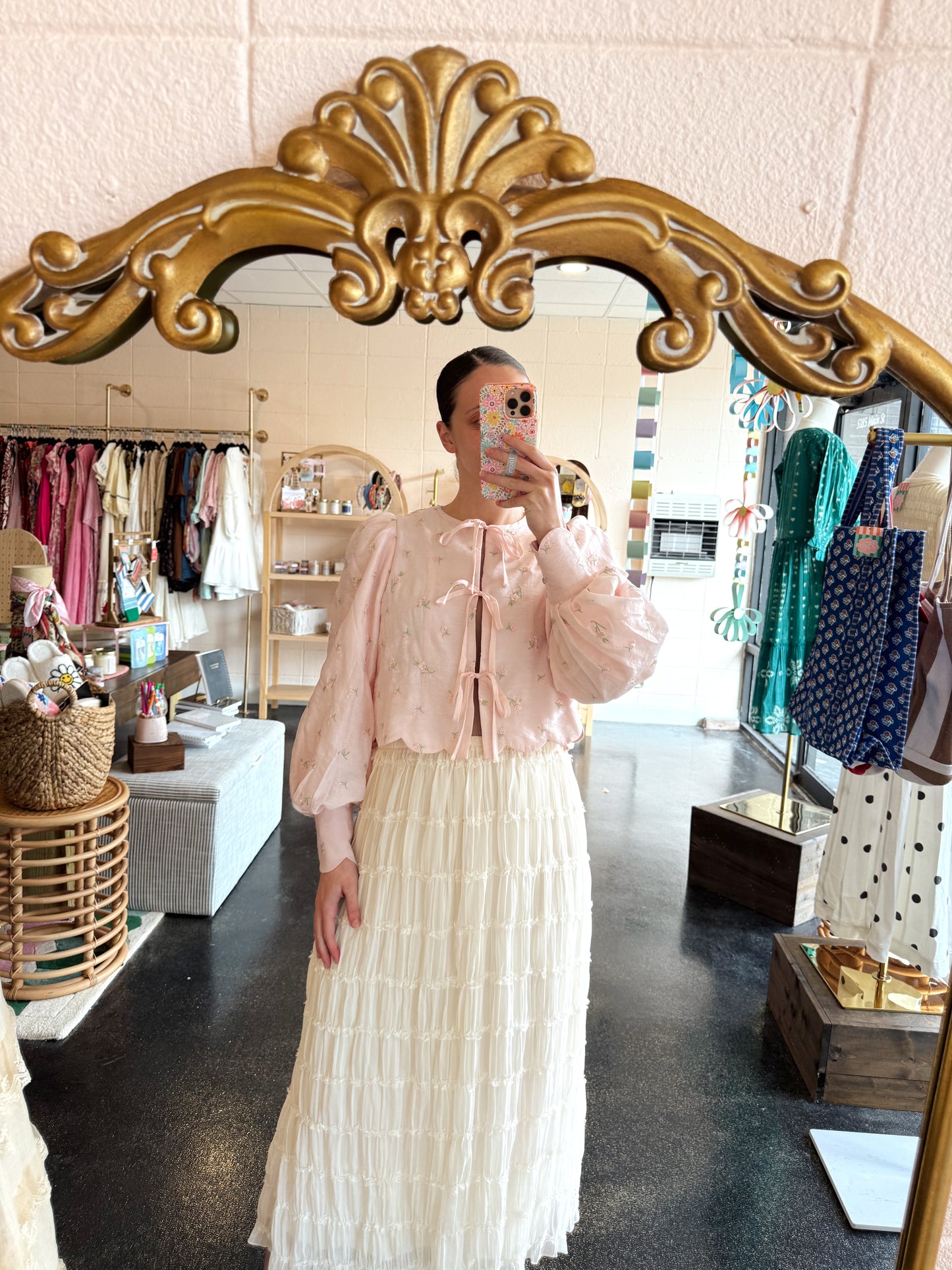 Ruffle Tiered Mesh Maxi Skirt