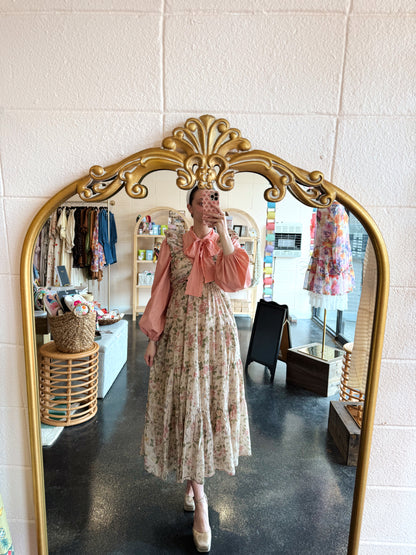 Floral Ruched Pleated Dress