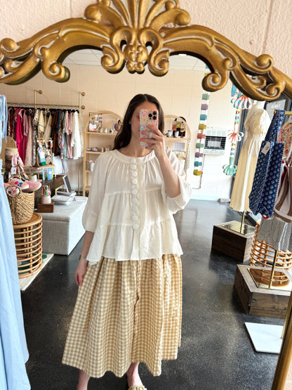Front Button Check Skirt