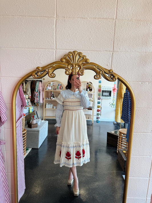Cream Embroidered Dress