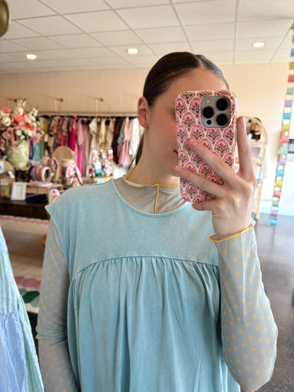 Teal Polka Dot Mesh Top