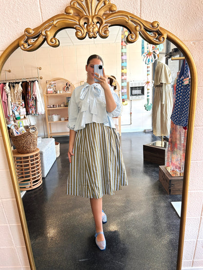 Olive Wide Stripe Skirt