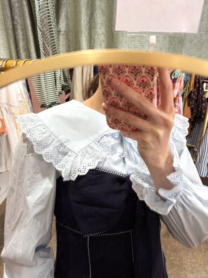 Scalloped Eyelet Collar Blouse