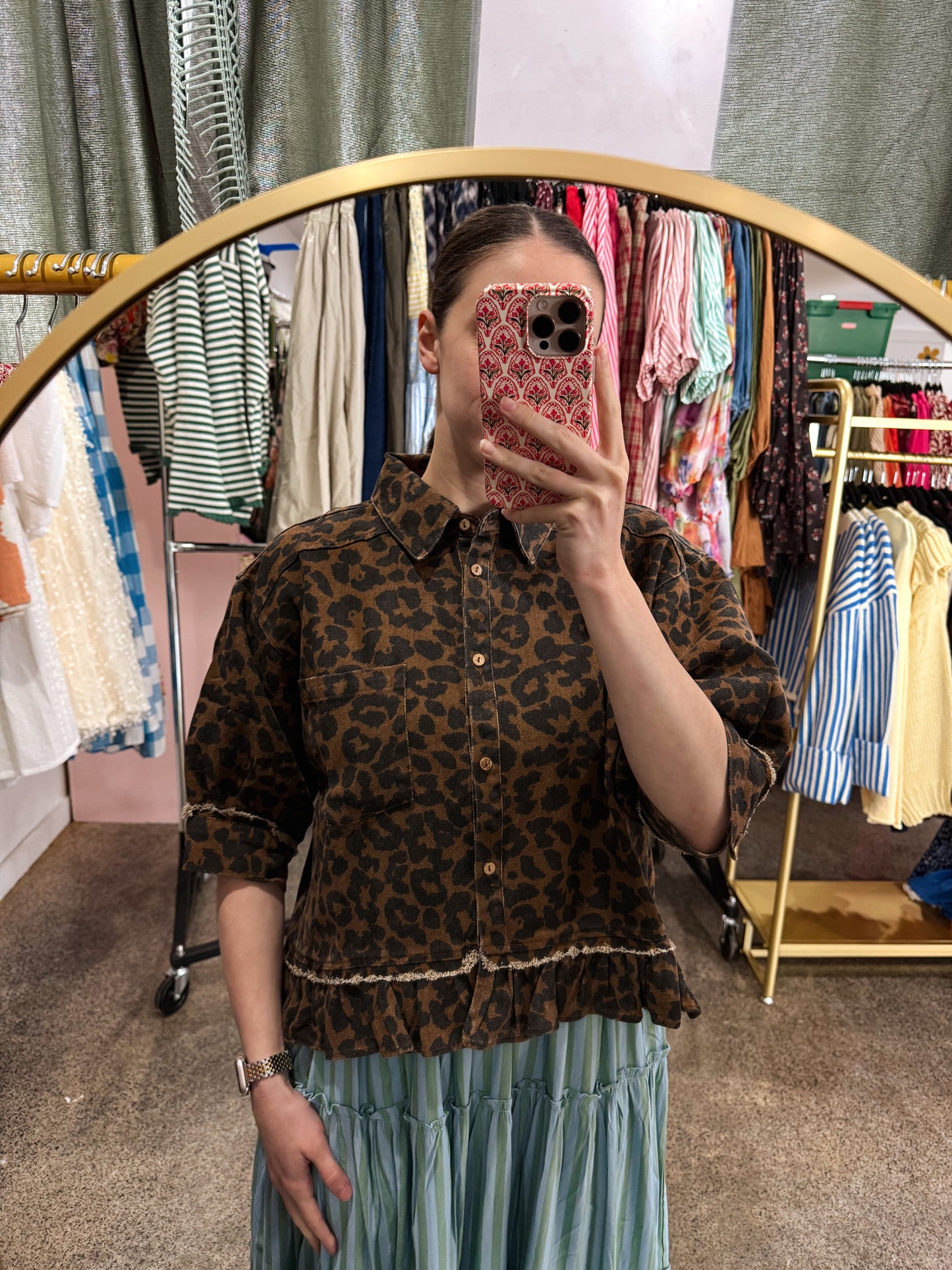 Leopard Rufle Hem Top
