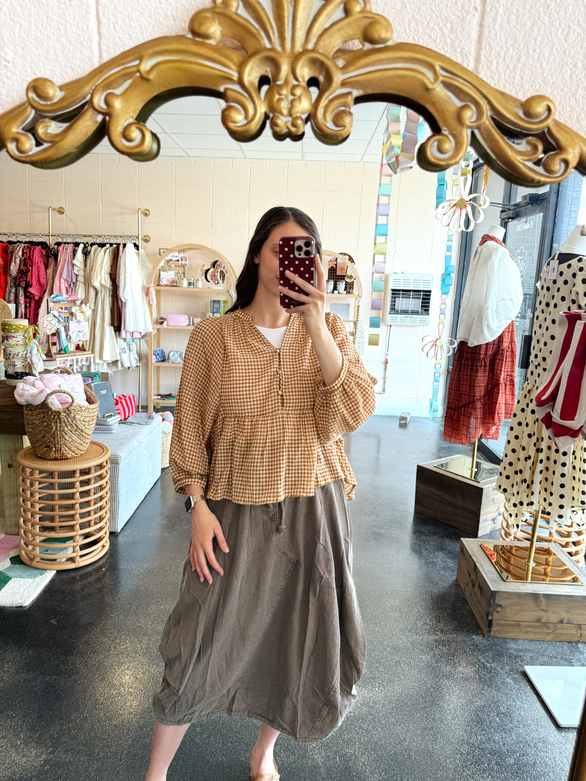 Washed Denim Balloon Skirt