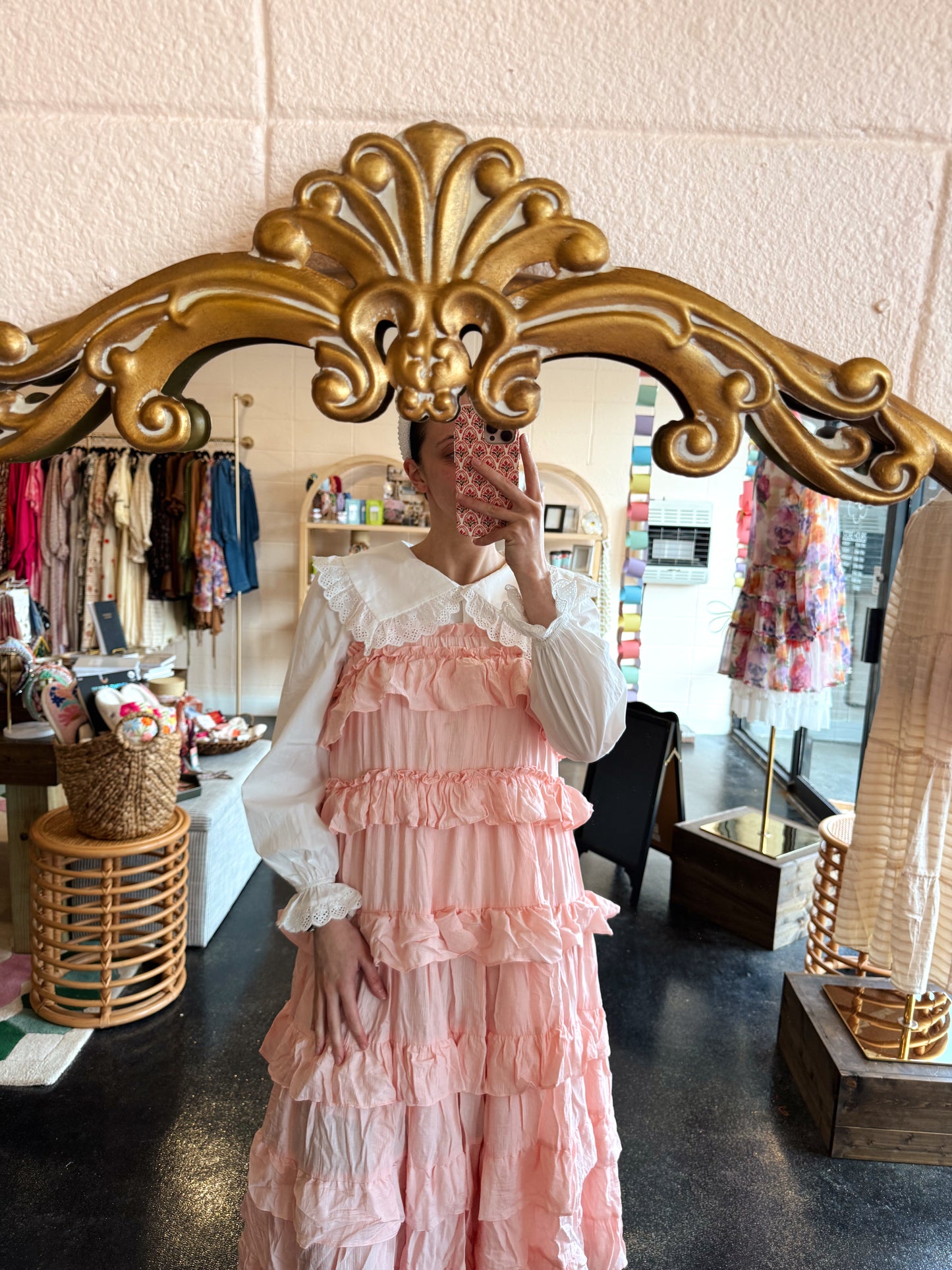 Scalloped Eyelet Collar Blouse