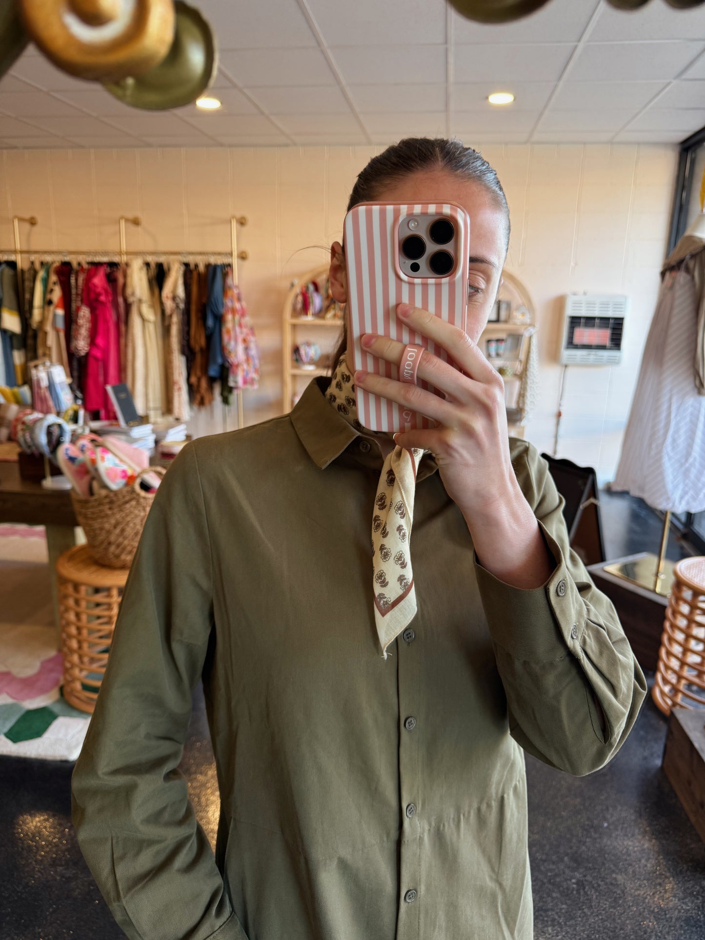 Olive Button Down Dress