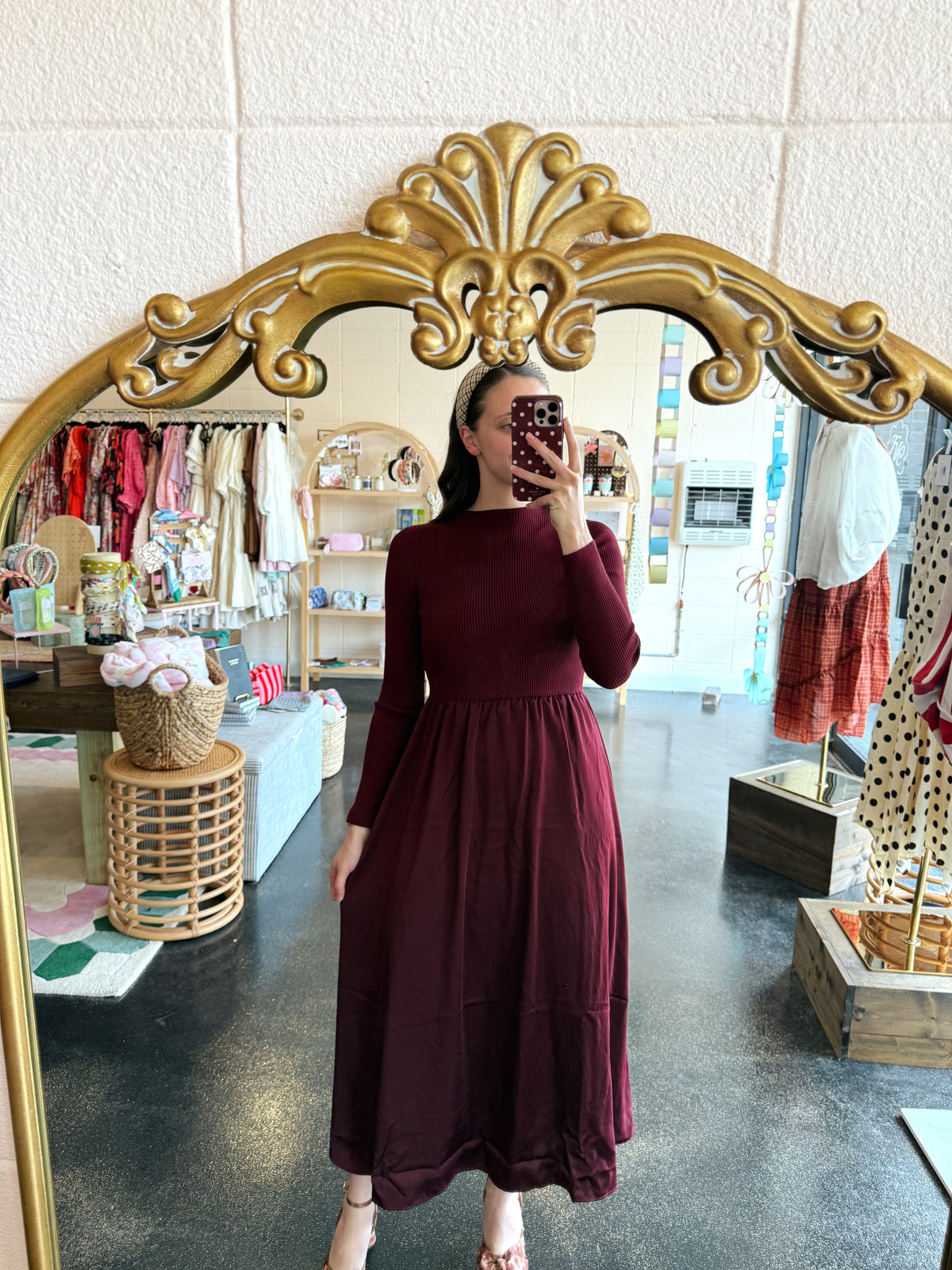 Burgundy Twofer Sweater Dress