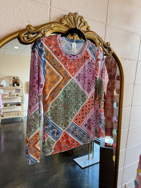 Long Sleeve Mesh Top