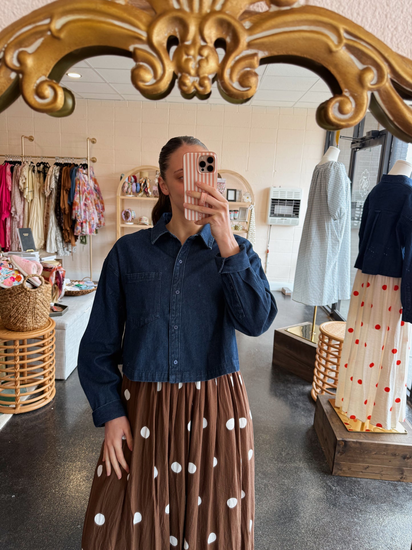 Denim Cropped Blouse