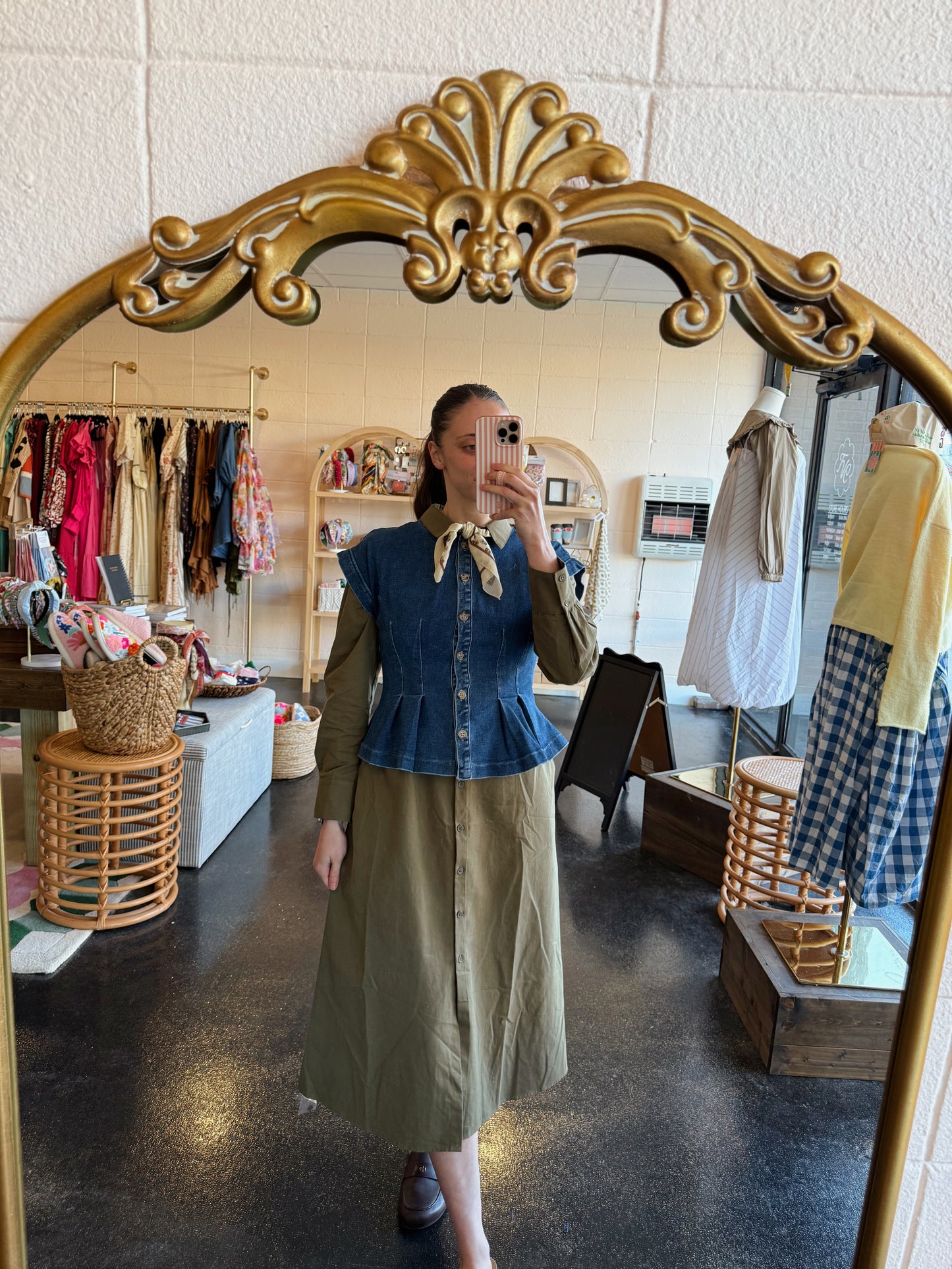 Olive Button Down Dress