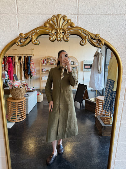 Olive Button Down Dress