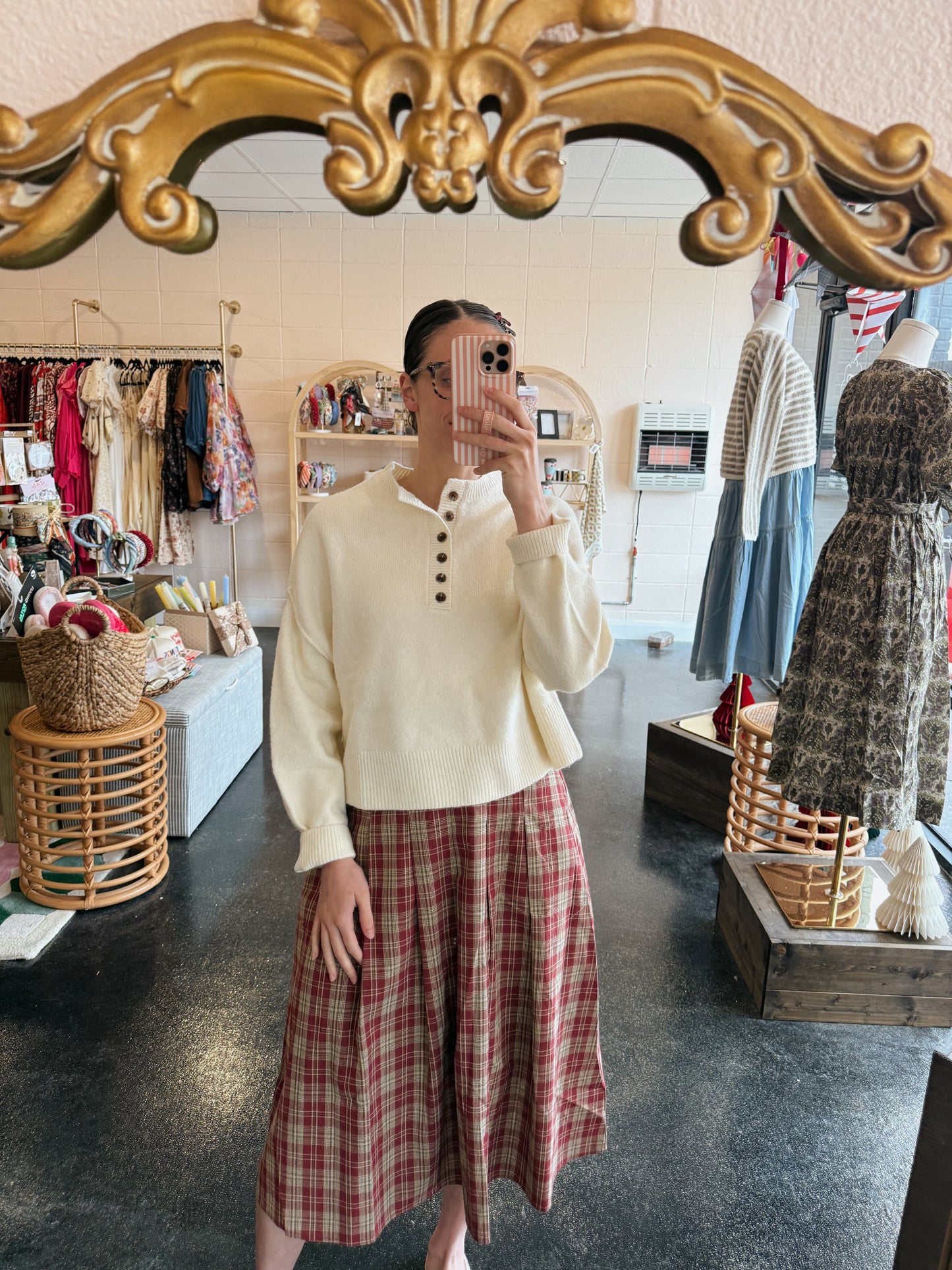 Red Multi Plaid Skirt - XLARGE