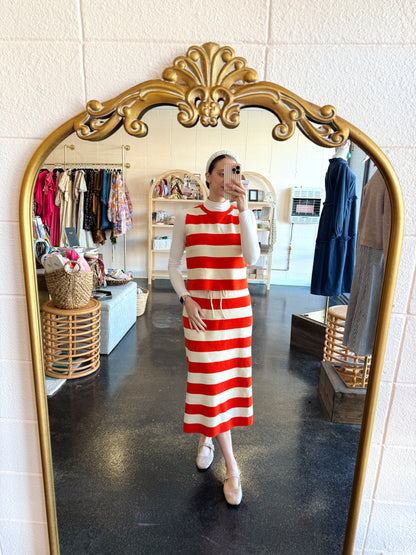 Orange Stripe Sweater Set