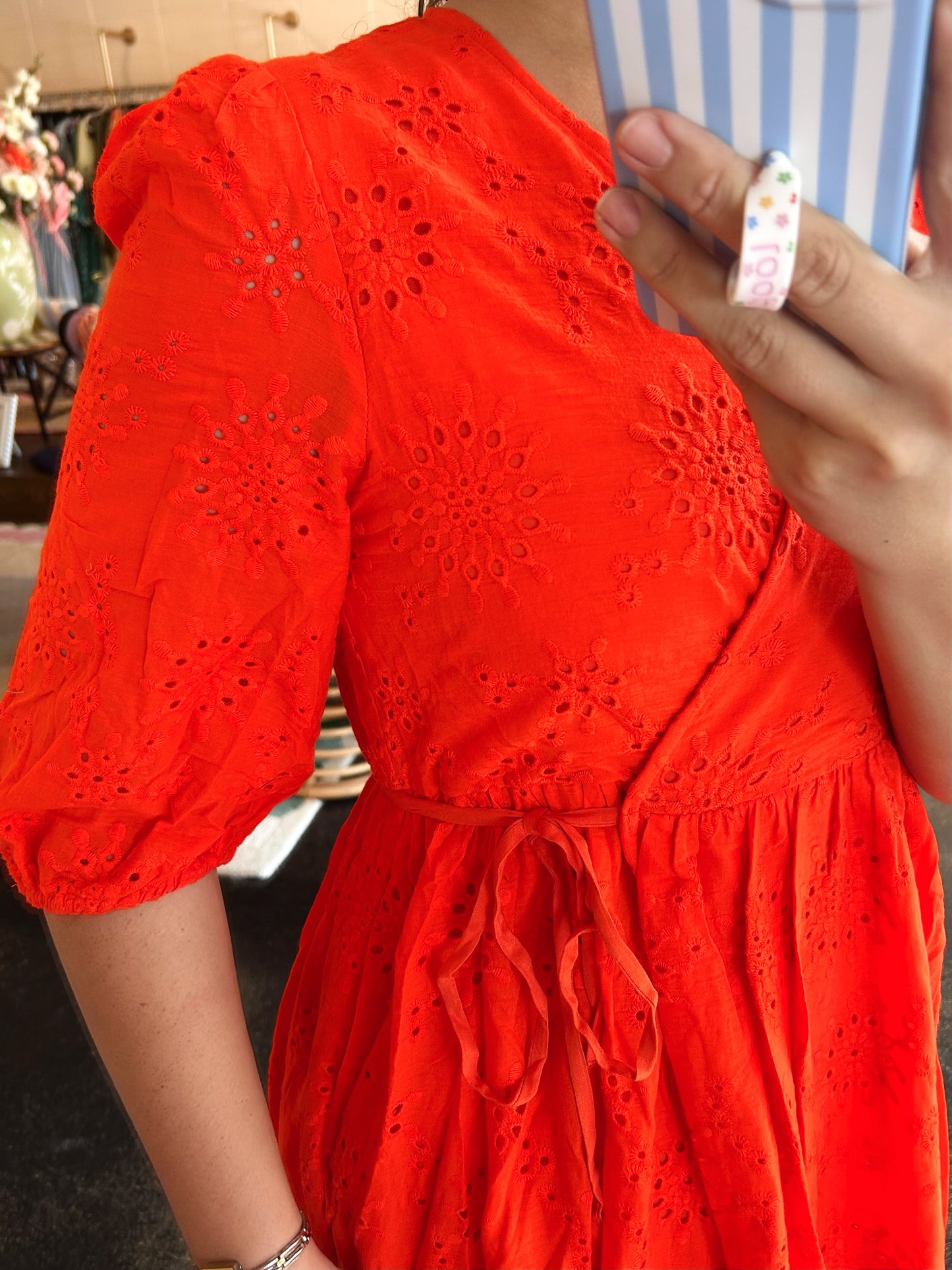 Blood Orange Detail Wrap Dress