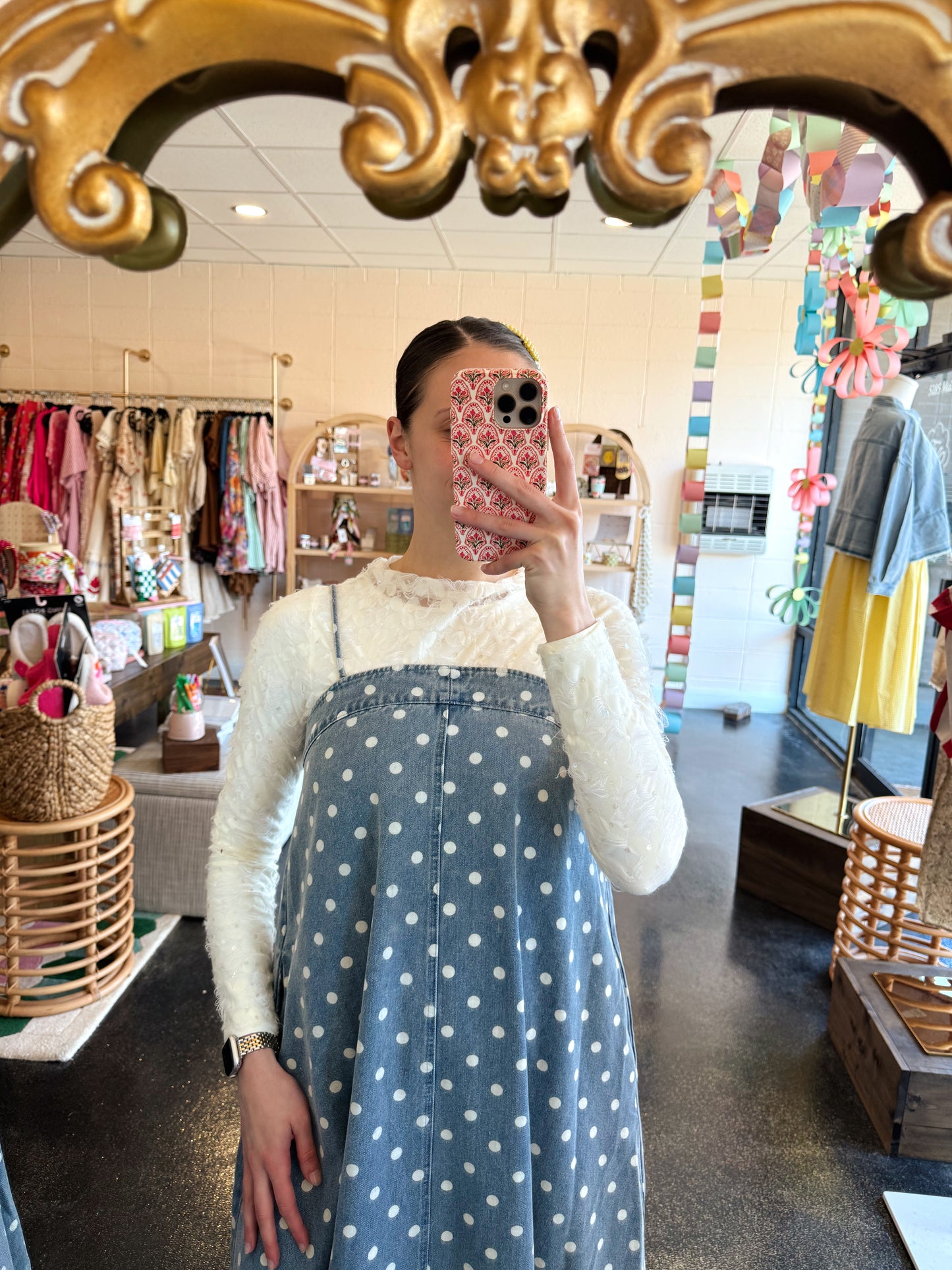 Polka Dot Denim Dress