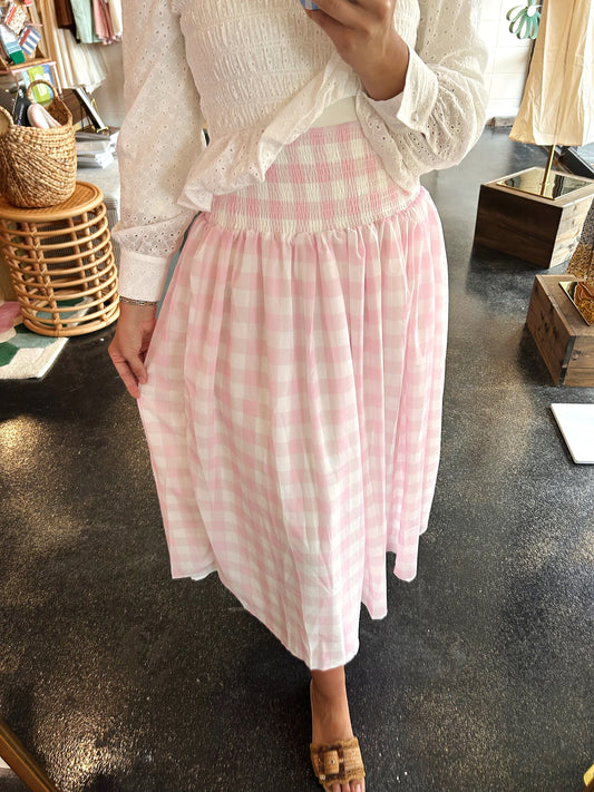 Pink Gingham Maxi Skirt