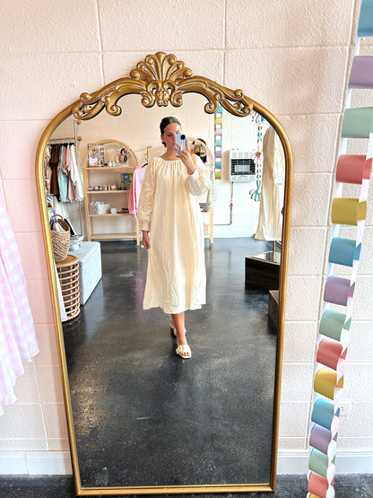 Cream Openwork Embroidery Dress
